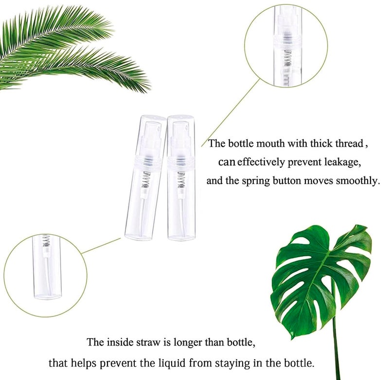 Csdtylh Mini Spray Bottle 100Pcs 2Ml Clear Plastic Empty Sample Containers Fine Mist Perfume Travel Refillable Spray Bottle Perfume Atomizer Small Travel Size Spray Bottle For Cleaning  Essential Oils - Image 2