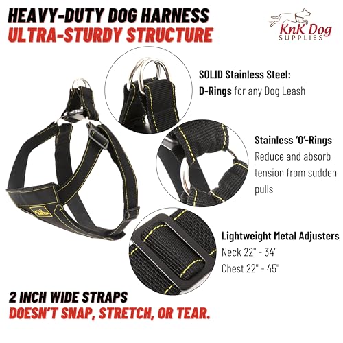 KNK, Heavy Duty Dog Harness for Pitbulls, Bullies & Large Breeds – No Pull, Ultra Durable, Soft Padded Chest, Metal Leash Attachment - Image 2