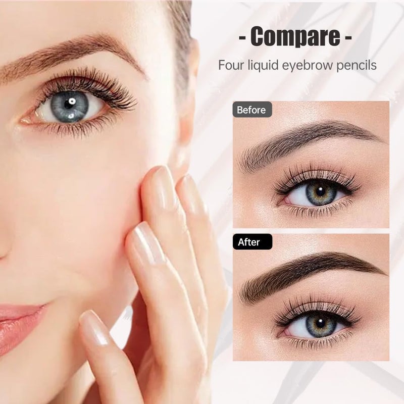 2025 New Waterproof Eyebrow Pen, 3D Microblading Eyebrow Pencil, Long-Lasting Eye Brow Pencil, 4-Fork-Tip Magic Eyebrow Pen, Create Natural Hair-Like Eyebrows (Dark Brown) - Image 4