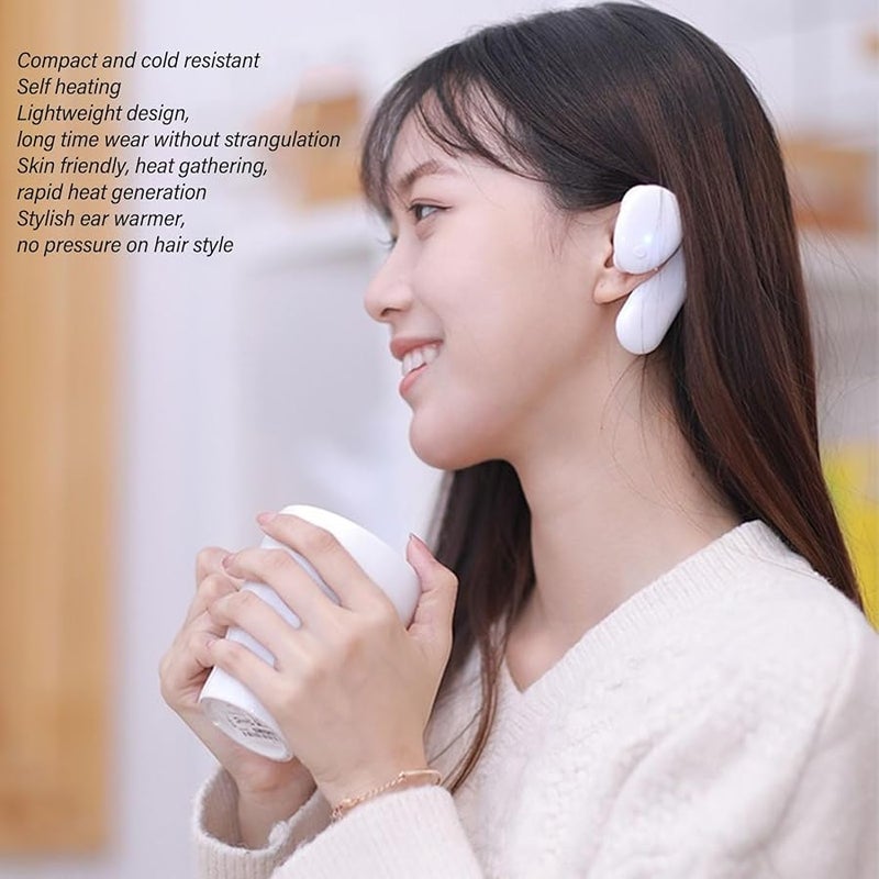 USB Heated Earmuffs 3 Level Temperature Control Adjustable Warm Earpads For Outdoor Work Winter Sports White - Image 3