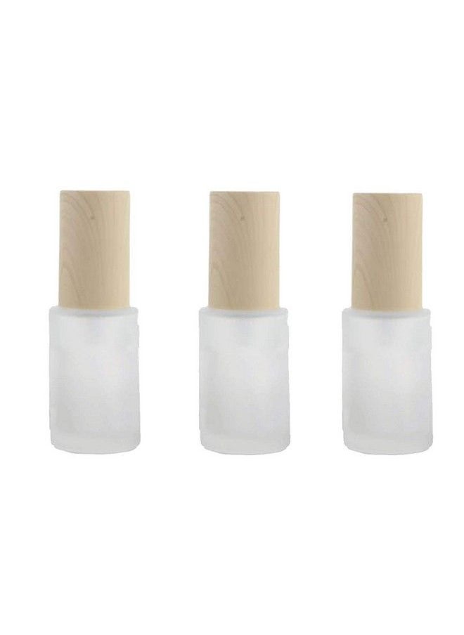 Happyupcity 3Pcs 30Ml/1Oz Empty Clear Frosted Glass Lotions Bottle With Pump Head And Bamboo Lid Refillable Makeup Cosmetic Emulsion Essence Vials Dispenser Containers For Cream Lotion Shampoo Gel Toiletries  - Image 1