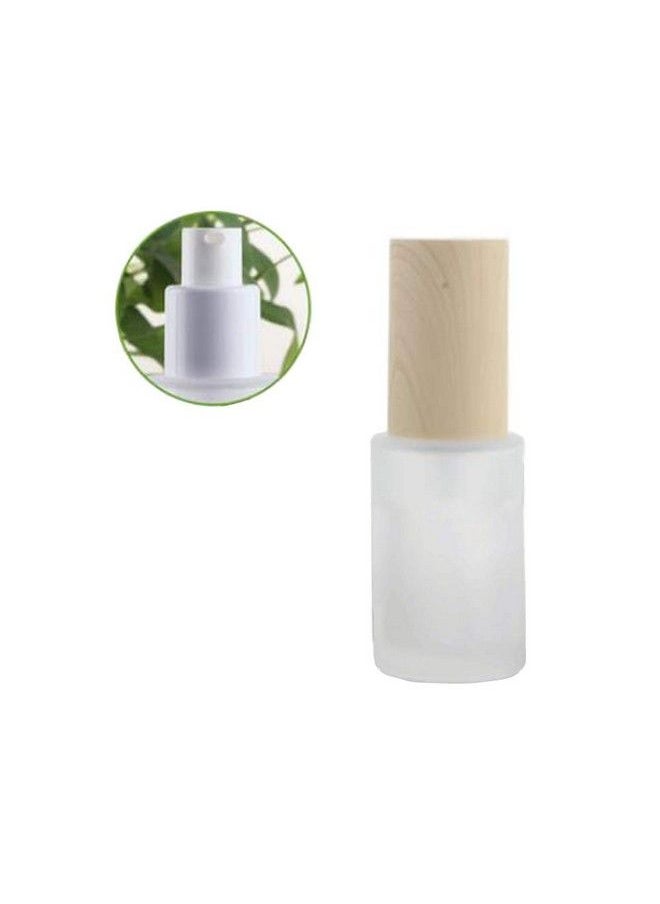 Happyupcity 3Pcs 30Ml/1Oz Empty Clear Frosted Glass Lotions Bottle With Pump Head And Bamboo Lid Refillable Makeup Cosmetic Emulsion Essence Vials Dispenser Containers For Cream Lotion Shampoo Gel Toiletries  - Image 3