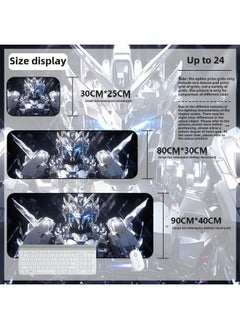 Mouse Pad Oversized Gundam Computer Keyboard Pad Cartoon Game Mouse Pad Boys E-sports Computer Thickened Desk Pad-Color:900*400*4mm-Pattern:Up To 24
