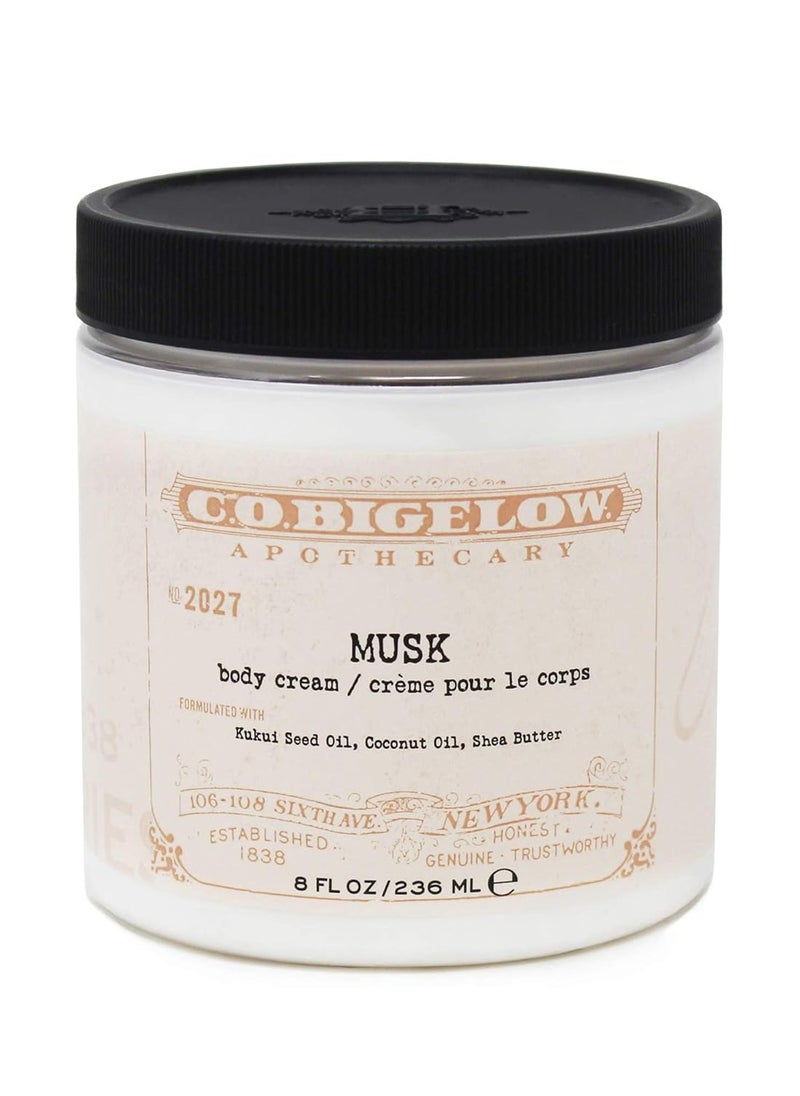 C. O. Bigelow C.O. Bigelow Iconic Collection Musk Body Cream, with Kukui Seed Oil, Coconut Oil, and Shea Butter, 8 fl oz 
