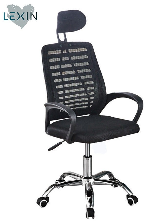 LEXIN Ergonomic Mid Back Mesh Office Chair Height Desk Chair Swivel Chair Computer Chair with Armrest Lumbar Support 47.5x48x73cm(Black)  - Image 1