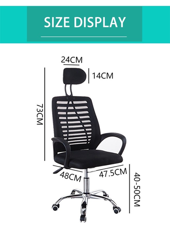 LEXIN Ergonomic Mid Back Mesh Office Chair Height Desk Chair Swivel Chair Computer Chair with Armrest Lumbar Support 47.5x48x73cm(Black)  - Image 2