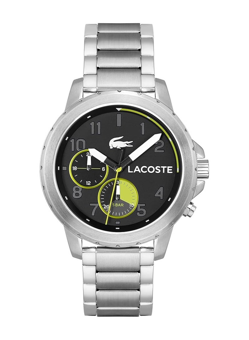 لاكوست ساعة رسمية بسوار من الفولاذ المقاوم للصدأ للرجال من لاكوست، لون أسود - Image 1