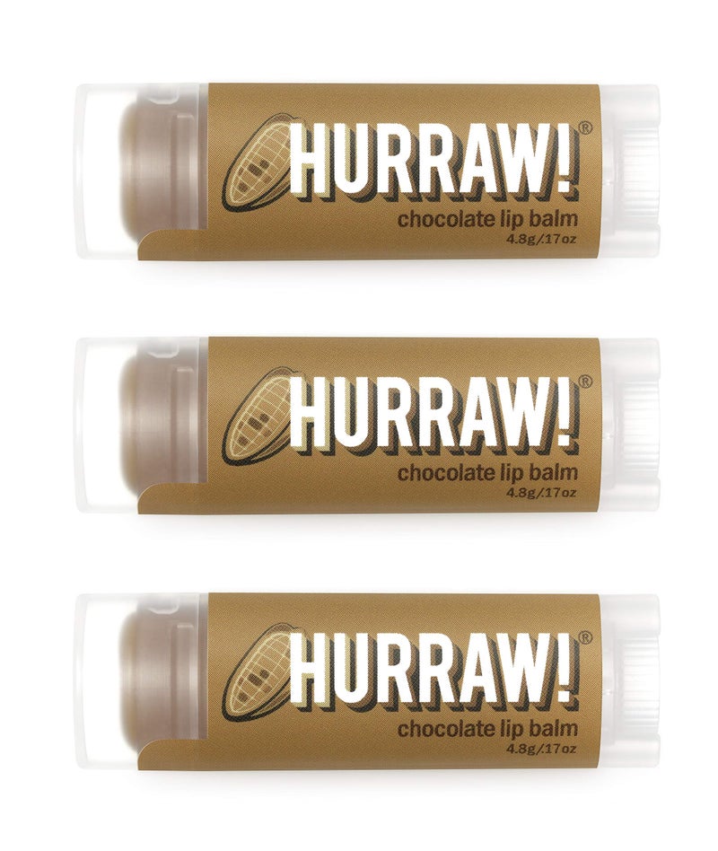 Hurraw! Chocolate Lip Balm, 3 Pack: Organic, Certified Vegan, Cruelty and Gluten Free. Non-GMO, 100% Natural Ingredients. Bee, Shea, Soy and Palm Free. Made in USA - Image 1