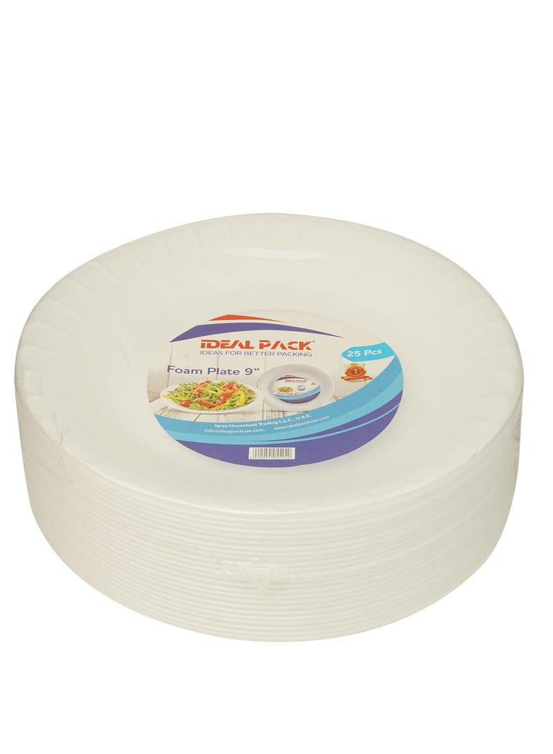 IDEAL PACK FOAM PLATE 9 INCH PACK OF 25 - Image 1