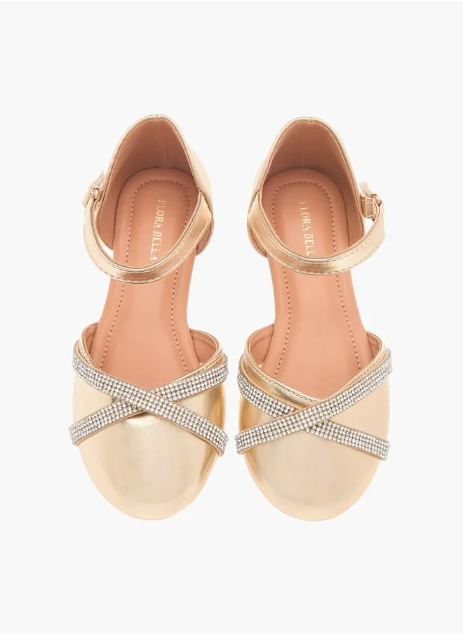 فلورا بيلا من شو إكسبرس Girls Embellished Ballerina Shoes with Hook and Loop Closure Ramadan Collection