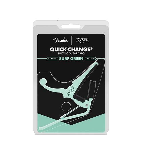 Kyser Musical Products Fender X Quick-Change Electric Guitar Capo, KGEFSGA, Surf Green - For Electric Guitars, Collaboration with Fender, Made in USA, Quality, Strong, Lightweight, Quick - Image 3