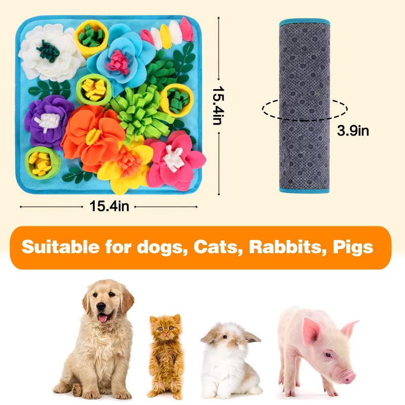 Oliumt Snuffle Mat for Dogs, Sniff Mat Slow Feeding Mat for Small Pets Cats, Rabbits - Help Stress Relief and Training - Stimulate Your Pet's Foraging Skills! (Sky Blue) - Image 5