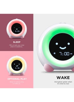 LittleHippo Mella Ready To Rise Children S Sleep Trainer Night Light Sound Machine And Ok To Wake Alarm Clock For Toddlers And Kids - Blush Pink  - Image 2