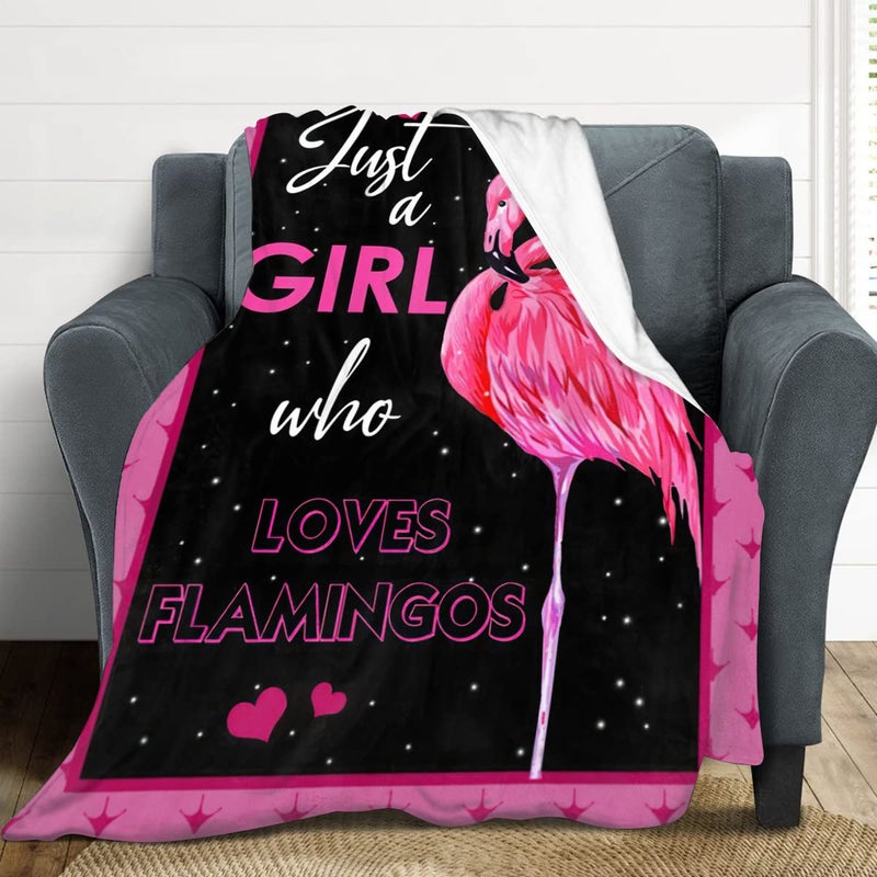 SweetFox Just A Girl Who Loves Flamingos Blanket Cute Flamingos Decor Throw Blanket Gifts for Girls Super Warm Soft Plush Lightweight Fleece Flannel Blanket Winter Bedding Blanket for Kids Adults Women 40""x50"" - Image 4