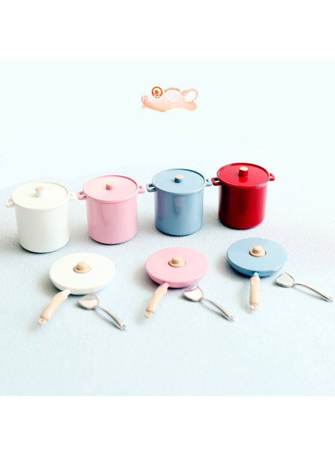 8 Points 12 Points Ob11 Gsc BJD Doll House Mini Simulation Model Food Play Kitchen Miniature High Pot Pan-Color:White High Pot