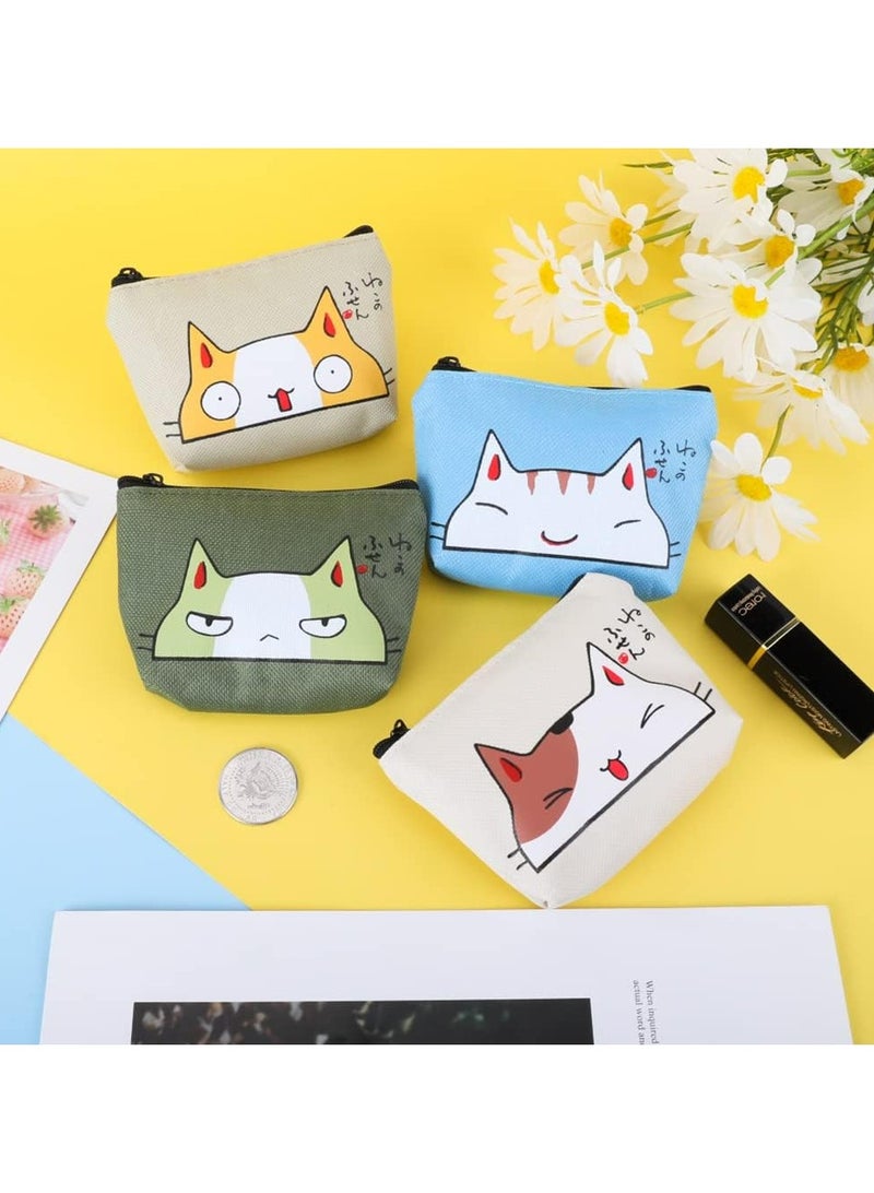 Oasisgalore Pack of 4 Small Zipper Coin Purses for Women and Girls - Cute Cat Design  - Image 2