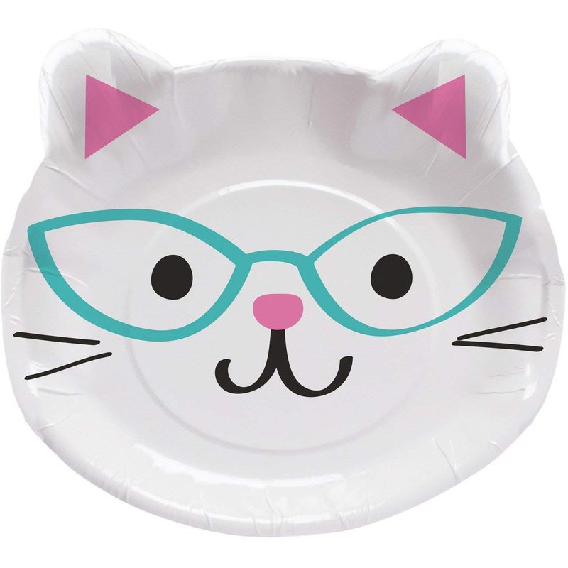 Creative Converting 328704 Cute Cats Shaped Paper Dinner Plates - 8 Pcs Multicolor, 8" x 9" - Image 2