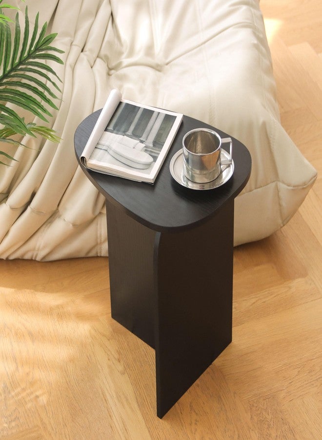 AWASEN Black Side Table, Small Triangle End Table Living Room, Modern Accent Table with Unique Tabletop, Mini Bedside Table for Small Spaces, Black - Image 2