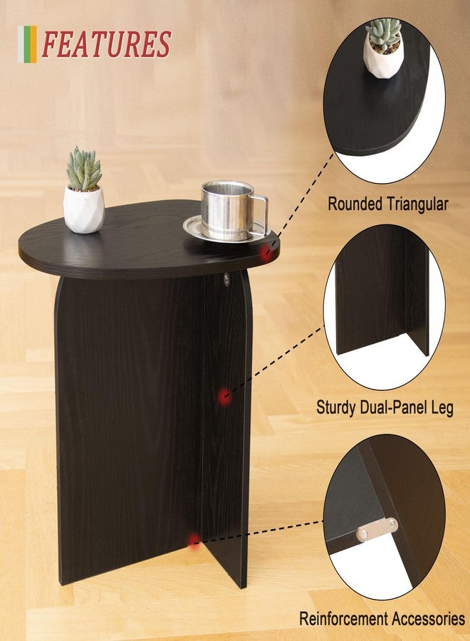AWASEN Black Side Table, Small Triangle End Table Living Room, Modern Accent Table with Unique Tabletop, Mini Bedside Table for Small Spaces, Black - Image 4