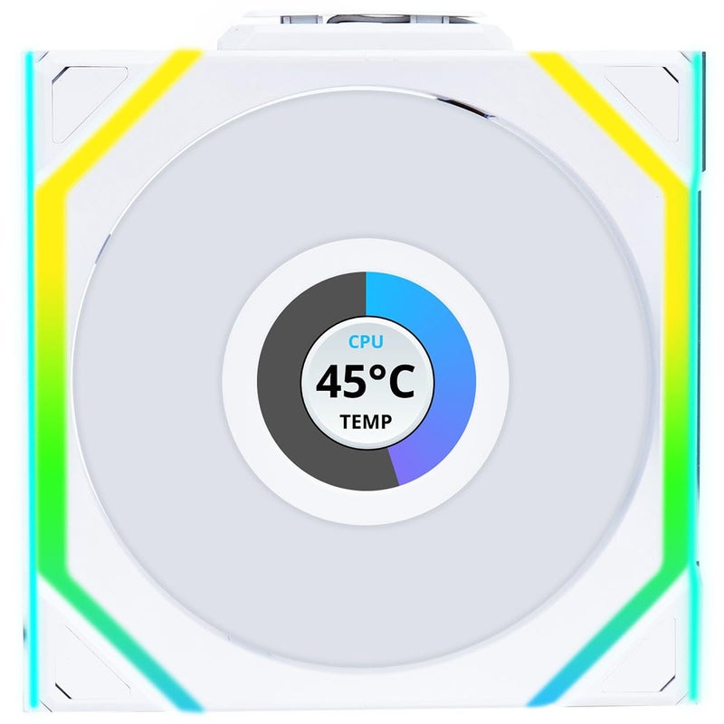 Lian Li UNI Fan SL LCD Wireless Reverse Blade 120mm ARGB Fan Single Pack 16 LCD 24 GHz Wireless Signal for RGB Fan Control Controller NOT Included Required White12RSLLCD1W1W