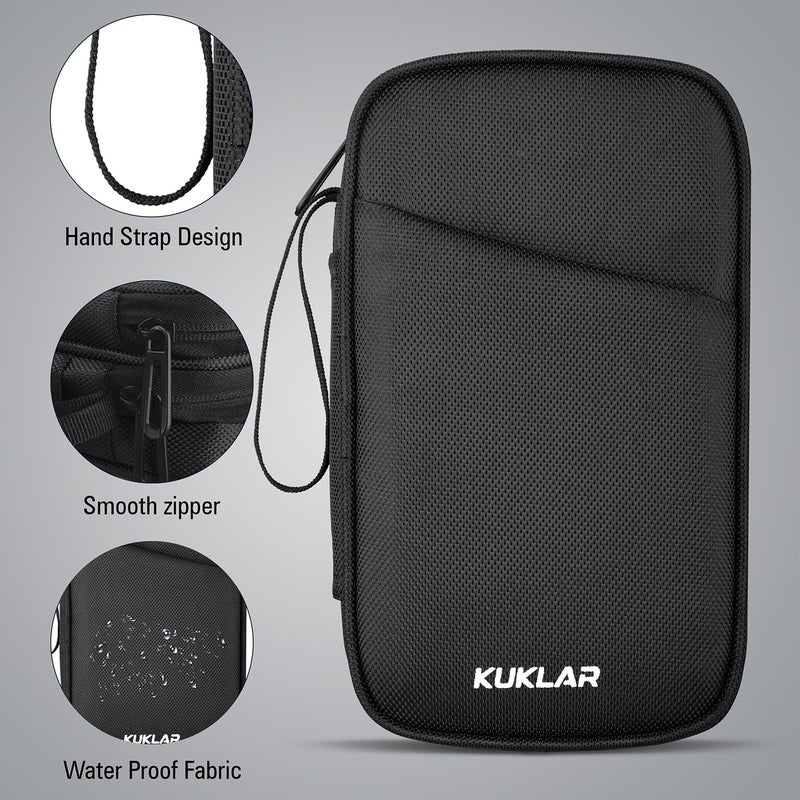 KUKLAR Travel Organizer Pouch Premium Zippered Case with Wrist Strap, Multi Pocket Storage Bag for Passport Documents, Cables Gadgets & Accessories Lightweight Durable & Portable(Black) - Image 4