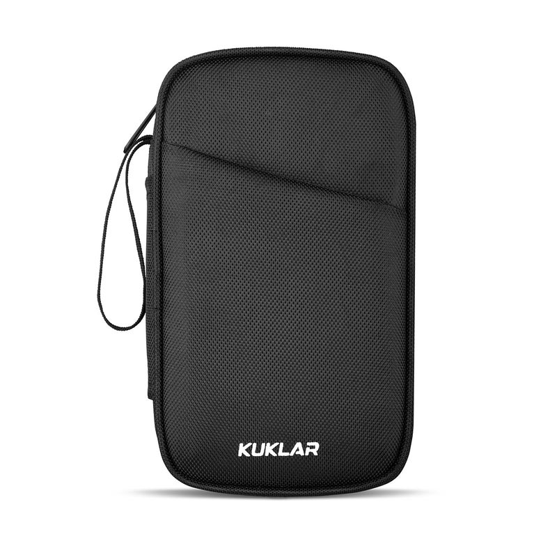 KUKLAR Travel Organizer Pouch Premium Zippered Case with Wrist Strap, Multi Pocket Storage Bag for Passport Documents, Cables Gadgets & Accessories Lightweight Durable & Portable(Black) - Image 1