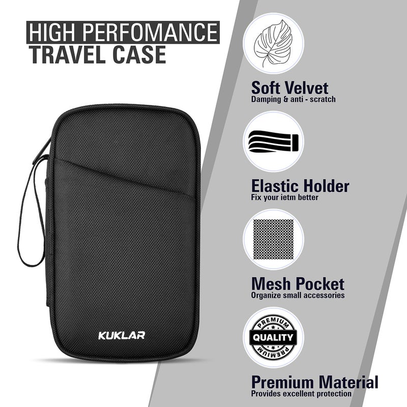 KUKLAR Travel Organizer Pouch Premium Zippered Case with Wrist Strap, Multi Pocket Storage Bag for Passport Documents, Cables Gadgets & Accessories Lightweight Durable & Portable(Black) - Image 5