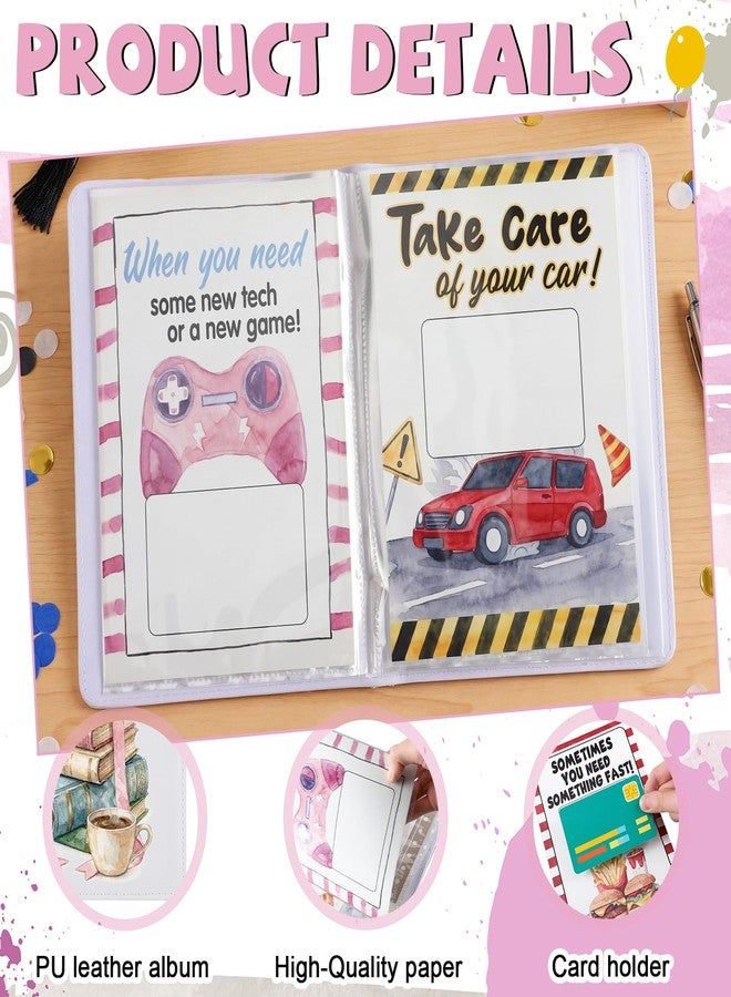 Epakh College Survival Gift Card Book with 24 Pages Giftcard Booklet Holders with Leather Cover Going off to College Gifts for Daughter Son High School University Student Cash Card Holder(Pastel - Image 3