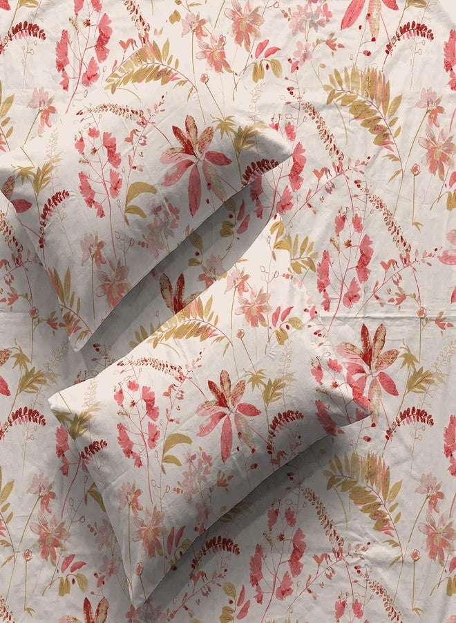 Urban Space Serene 200 TC 100% Cotton Bedsheet King Size Bed, King Size Bedsheet with 2 Pillow Covers (Size 108 x 108 inches, Floral Feast Peach) - Image 1