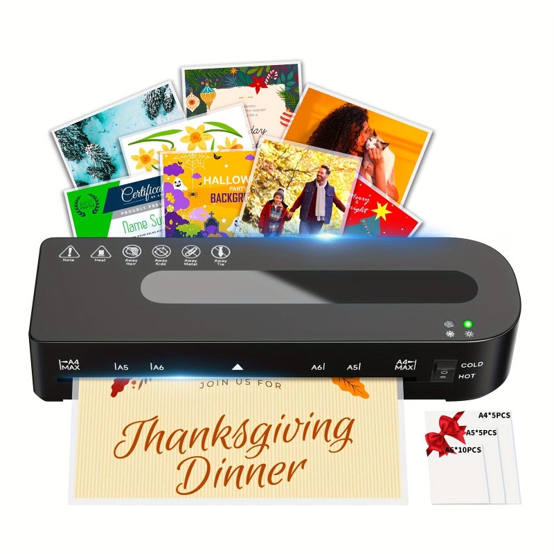 5 Sheet A4 Black Laminator With Laminating Pouches US Standard Plug UL - Image 1