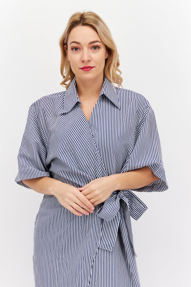 Reserved Women Stripe Midi Dress, Blue/White  - Image 2