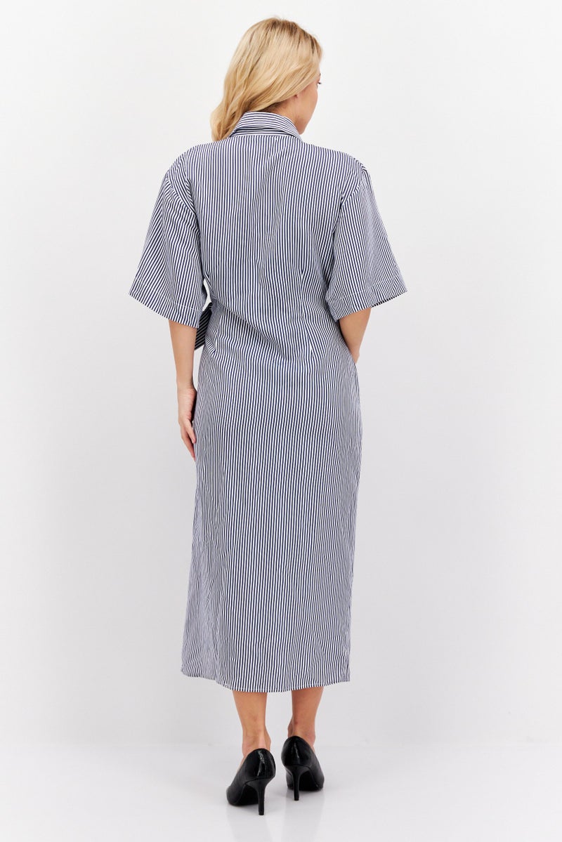 Reserved Women Stripe Midi Dress, Blue/White  - Image 4