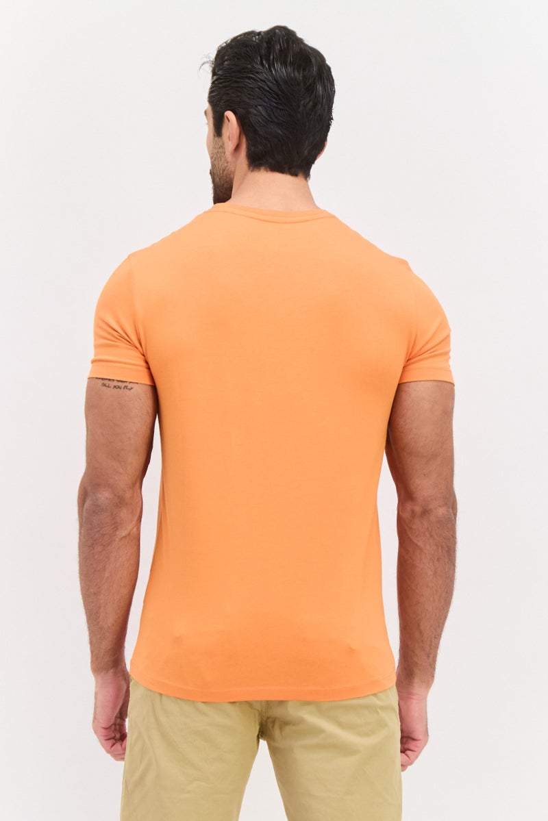 GAS Men Crew Neck Short Sleeves Printed T-Shirt, Orange - Image 3