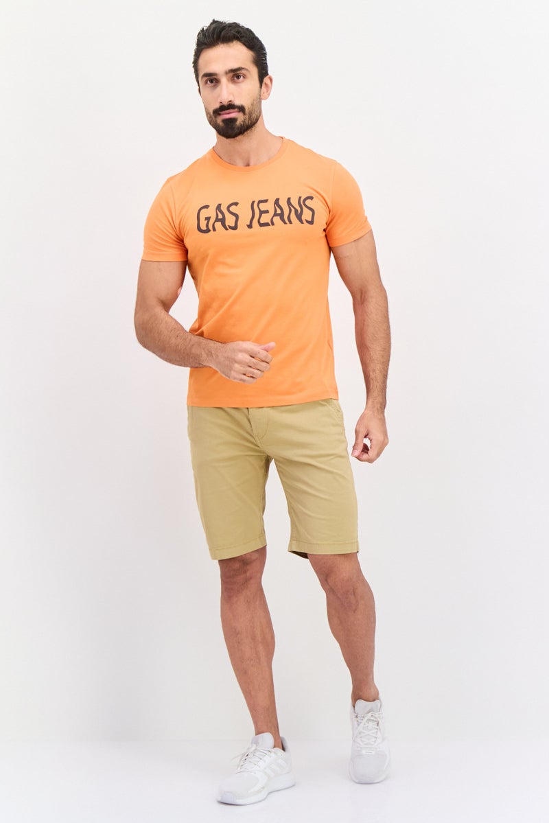 GAS Men Crew Neck Short Sleeves Printed T-Shirt, Orange - Image 4