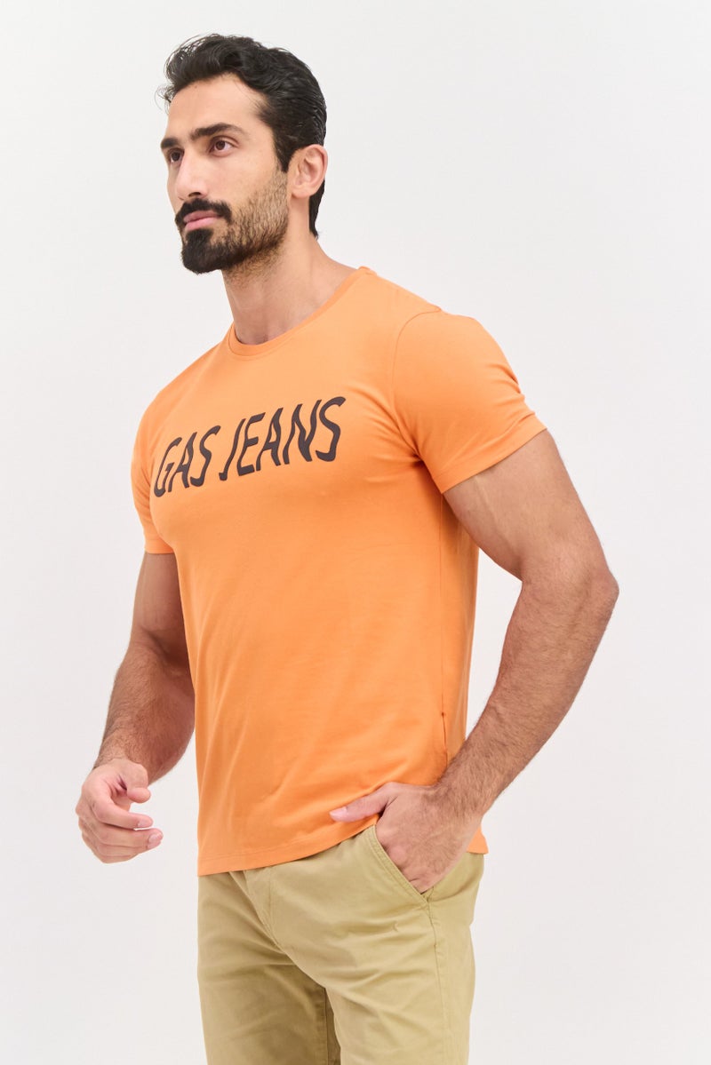 GAS Men Crew Neck Short Sleeves Printed T-Shirt, Orange - Image 2