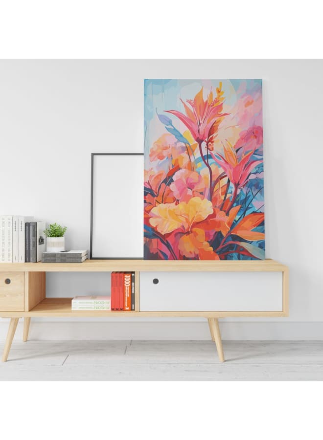 Home Gallery Watercolor jungle flowers painting colorful floral abstract background 120x80 - Image 1