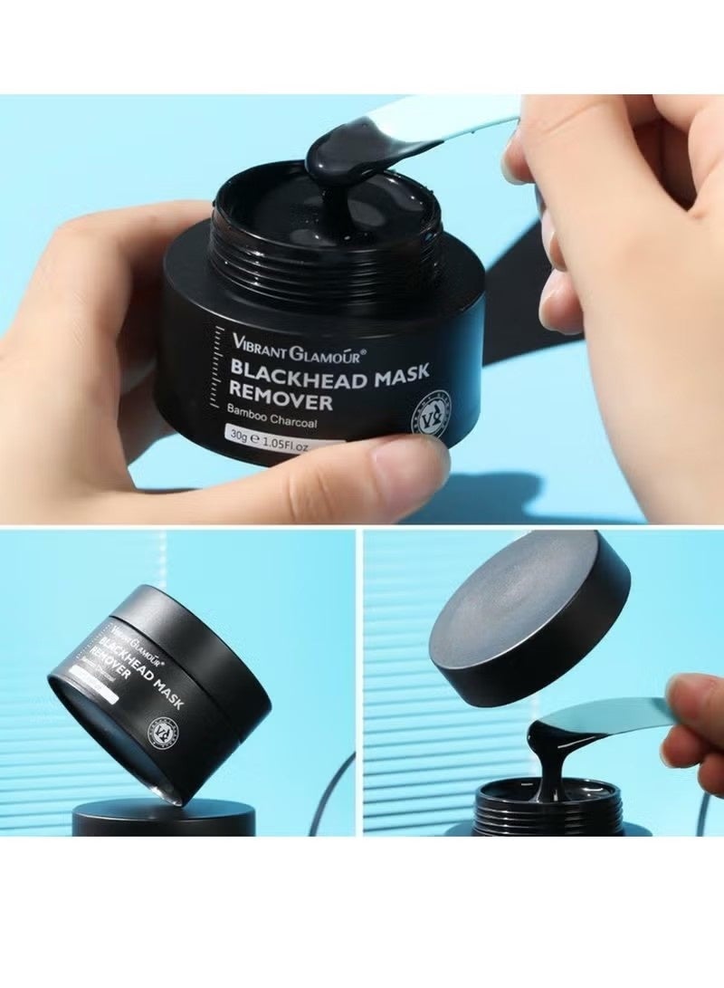فايبرنت جلامور قناع إزالة الرأس الأسود قشرة الوجه قناع الخيزران قشرة الوجه قناع التنظيف العميق قناع الوجه تنقية الوجه ونظيفة الرأس الأسود الأنف لجميع أنواع الجلد قناع الفحم 30g - Image 5