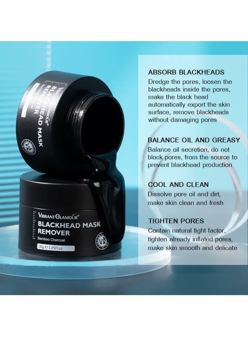 فايبرنت جلامور قناع إزالة الرأس الأسود قشرة الوجه قناع الخيزران قشرة الوجه قناع التنظيف العميق قناع الوجه تنقية الوجه ونظيفة الرأس الأسود الأنف لجميع أنواع الجلد قناع الفحم 30g - Image 3