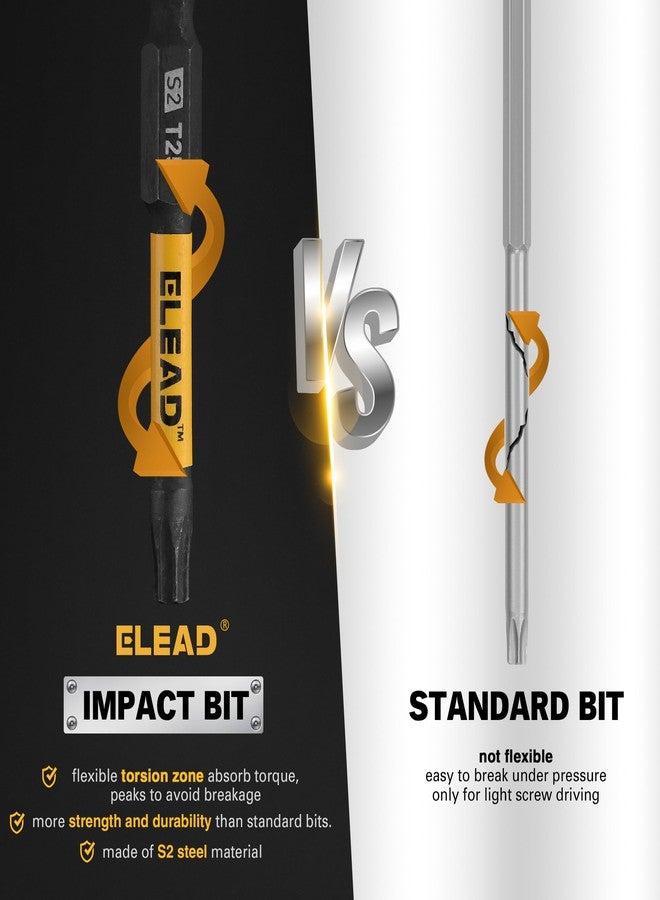 ELEAD مجموعة رؤوس توركس المقاومة للعبث: ٢٥ قطعة من رؤوس توركس T5-T40 الآمنة | رؤوس توركس ستار مع حامل مغناطيسي بطول ٢.٥ بوصة وصندوق تخزين | فولاذ S2 - Image 2