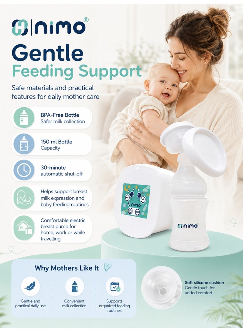 Nimo HNK-SUTPUMP-01 Electronic Single Breast Pump with 150 ml Bottle & 8 Suction Levels - Image 5