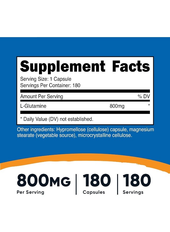 Nutricost L-Glutamine 800Mg; 180 Capsules - Image 2