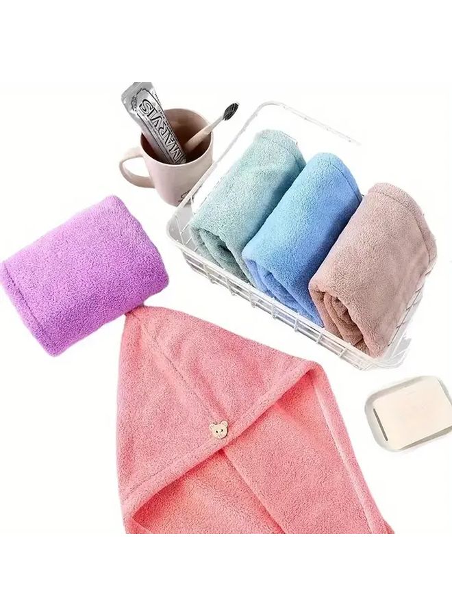 Blue Soft Coral Velvet Bath Cap High Absorbency Contemporary Style 500g Per Square Meter Towel Perfect For Drying Hair - Image 2