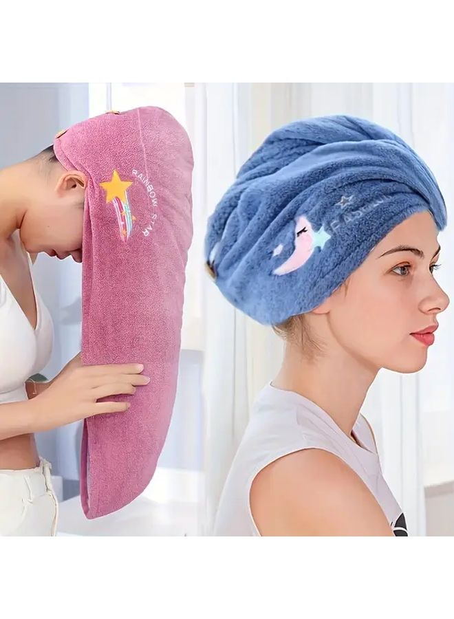 Blue Soft Coral Velvet Bath Cap High Absorbency Contemporary Style 500g Per Square Meter Towel Perfect For Drying Hair - Image 1
