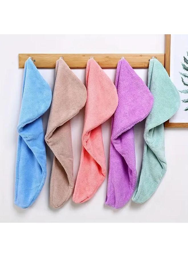 Blue Soft Coral Velvet Bath Cap High Absorbency Contemporary Style 500g Per Square Meter Towel Perfect For Drying Hair - Image 5