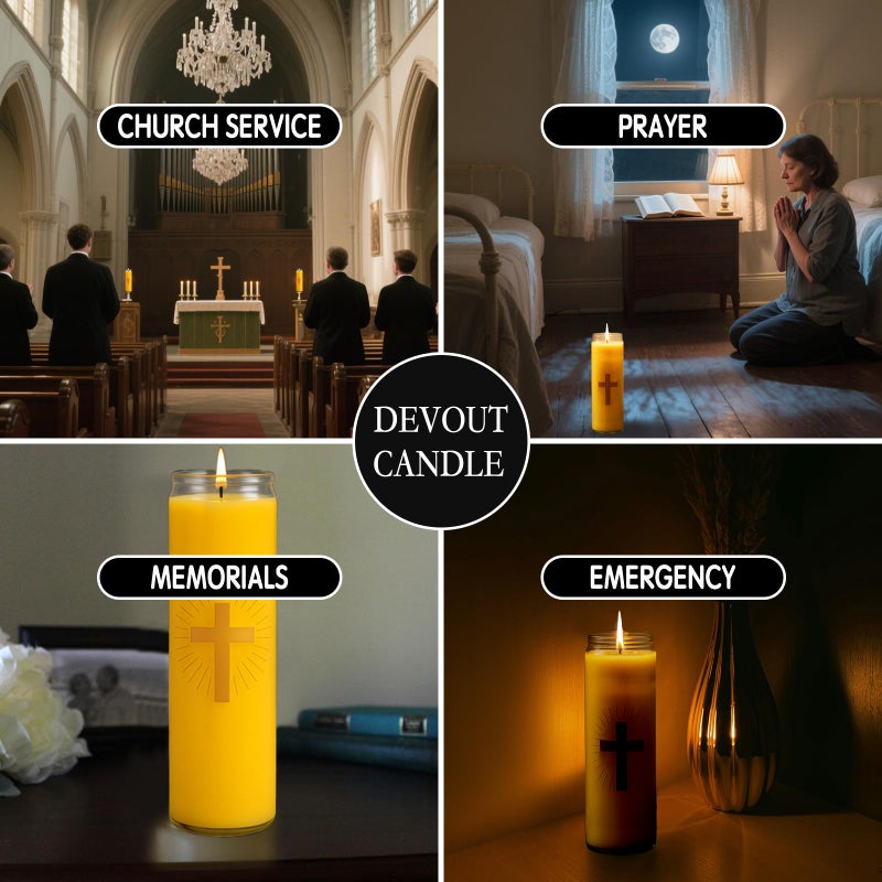 MOSROAD 4 Packs Beeswax Prayer Candles, 7 Day Devotional Candles in Glass with 100 Hours Long Burn Time, Natural Scented Memorial Candles Religious Candle for Catholic, Vigil, Church - Image 5