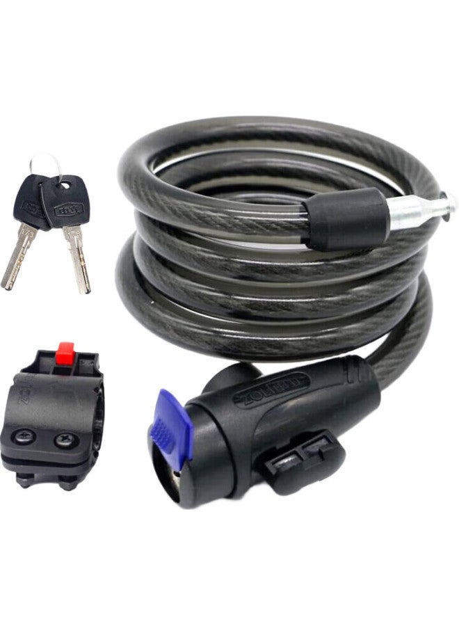 Zoli 87715 Bicycle Lock, Circular Steel Cable Lock For Mountain Bikes And Electric Bikes, Universal Lock With Bracket, Black, 12*120Cm - Image 2