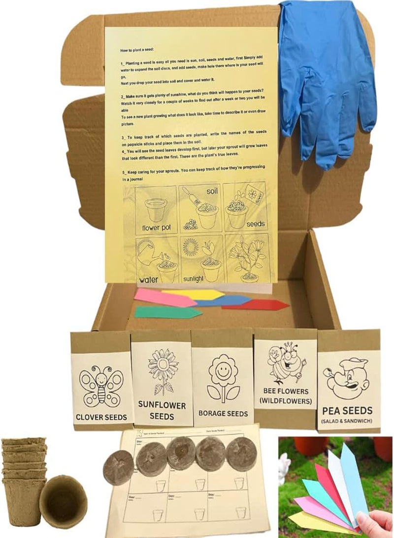 GGOOT Kids Gardening Set, Garden Set for Kids, Grow Your own kit for Children, Seed Kits for Children, Save The Bees kit, Childrens Gardening Set, Kids Activity Pack Wildflower Seeds Sun - Image 4