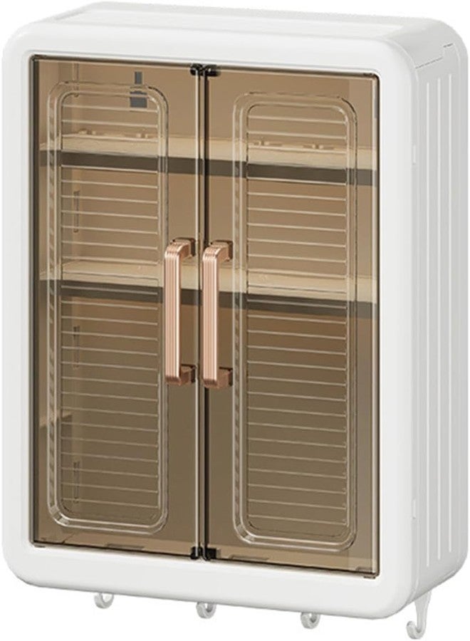JUICIQ Kitchen Storage Cabinet with Double Transparent Doors - Dustproof & Waterproof Organizer Shelf for Spices, Toiletries, and Condiments - Image 1