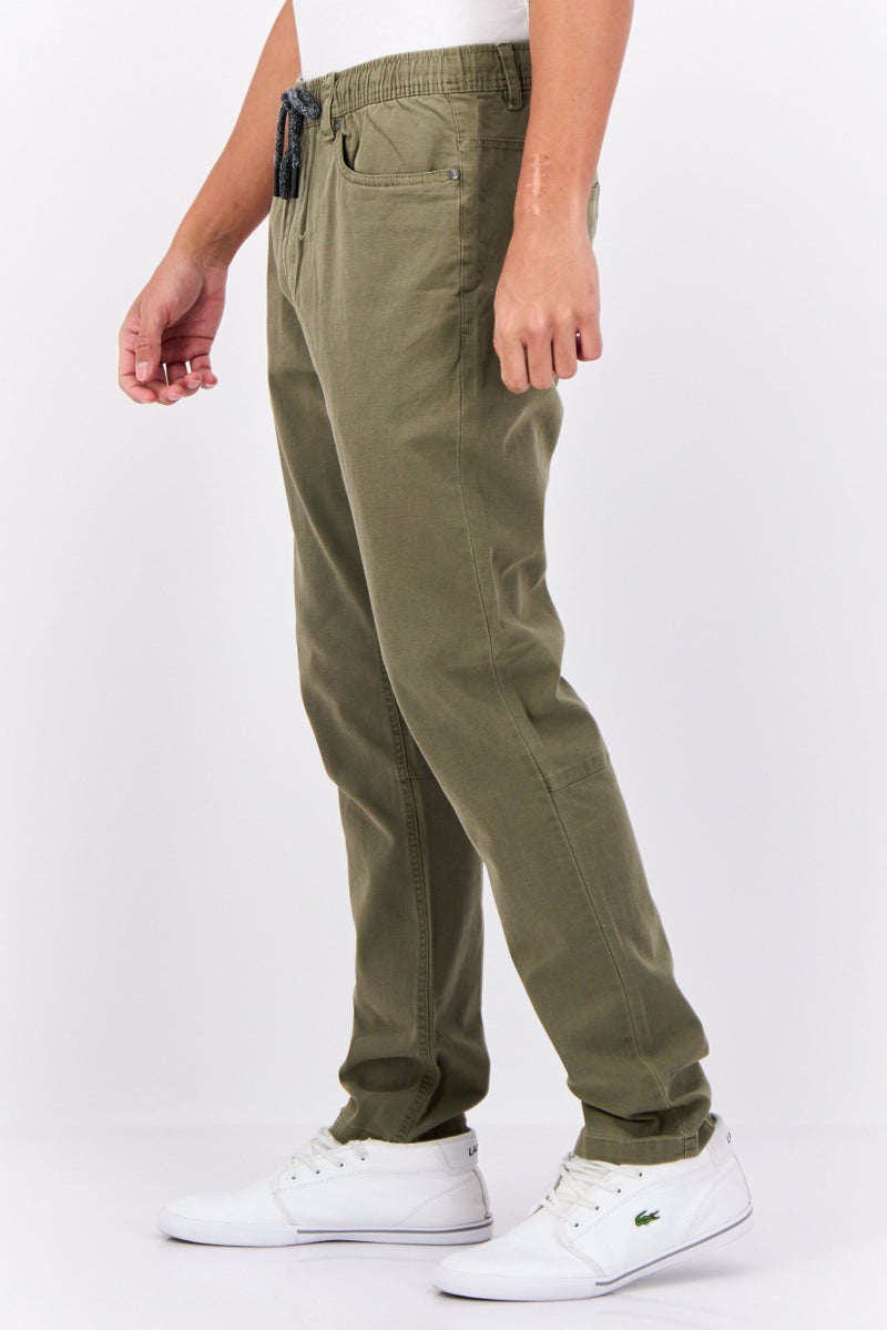Civil Society Men Slim Fit Solid Stretchable Chino Pants, Olive  - Image 2