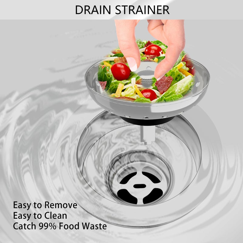 Exakey Kitchen Sink Drain 3-1/2 Inch Brushed Stainless Steel Sink Drain Strainer Assembly Kit with Sink Strainer Basket and Drain Stopper for Standard Kitchen Drains Brush Nickel Silver - Image 5